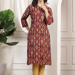 Nayam By Lakshita Ethnic Motifs Printed Mandarin Collar Straight Kurta-picture-2