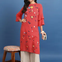 Vishudh Floral Printed Bell Sleeves Straight Kurta-picture-26