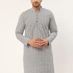 Jompers Men Grey Embroidered Kurta-picture-27