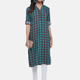 RANGMANCH BY PANTALOONS Women Blue Ethnic Motifs Printed Kurta-picture-11