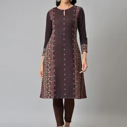 W Woven Design Keyhole Neck Kurta image 1
