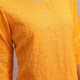 Vishudh Round Neck Ethnic Motifs Embroidered Sequinned Kurta image 2
