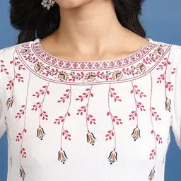 Vishudh White Floral Printed Bell Sleeves Kurta image 5