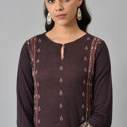 W Woven Design Keyhole Neck Kurta image 2