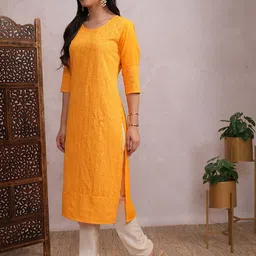 Vishudh Round Neck Ethnic Motifs Embroidered Sequinned Kurta image 3