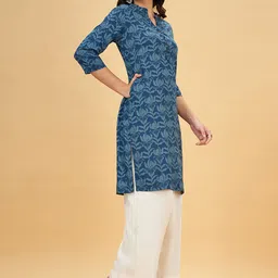 RANGMANCH BY PANTALOONS Mandarin Collar Ethnic Motifs Printed Straight Kurta image 2