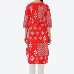 Biba Women Red & Red Printed Kurta image 3