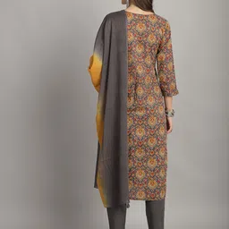 Rajnandini Ethnic Motifs Sequinned Pure Cotton Straight Kurta with Trousers & Dupatta image 3