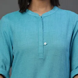 AURELIA Striped Mandarin Collar Kurti image 5