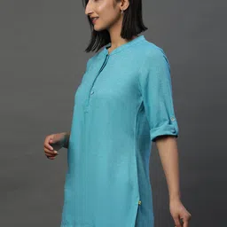 AURELIA Striped Mandarin Collar Kurti image 4