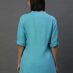 AURELIA Striped Mandarin Collar Kurti image 3