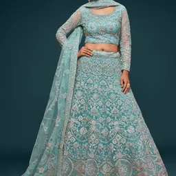 FABPIXEL Embroidered Semi-Stitched Lehenga & Unstitched Blouse With Dupatta-picture-19