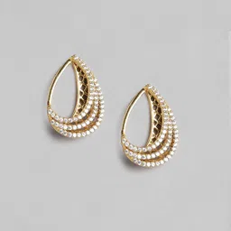 Carlton London Women Gold-Toned Handcrafted Cubic Zirconia Studded Necklace with Earrings image 3