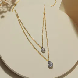Jazz and Sizzle Gold-Plated Cubic Zirconia-Studded Layered Necklace-picture-38
