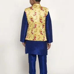 KRAFT INDIA Boys Blue Dupion Silk Kurta with Churidar image 4