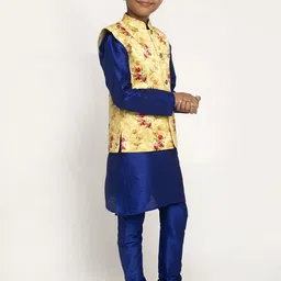 KRAFT INDIA Boys Blue Dupion Silk Kurta with Churidar image 2