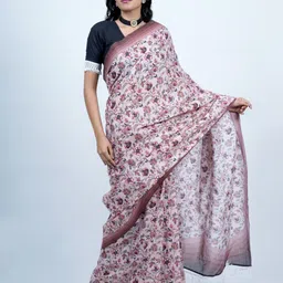 BUTA BUTI Floral Printed Pure Cotton Tasseled Saree-image-42