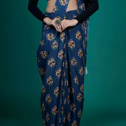 BUTA BUTI Floral Printed Pure Cotton Tasseled Saree image 5