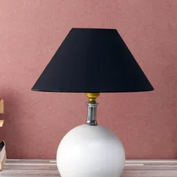 foziq White & Black Solid Table Lamps With Shade image 2