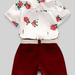 INCLUD Boys Floral Printed Shirt Collar Short Sleeves Shirt With Shorts image 2