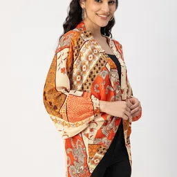 Moomaya Ethnic Motifs Printed Longline Boxy Shrug image 2