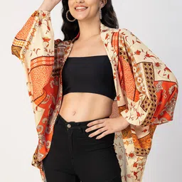 Moomaya Ethnic Motifs Printed Longline Boxy Shrug image 3