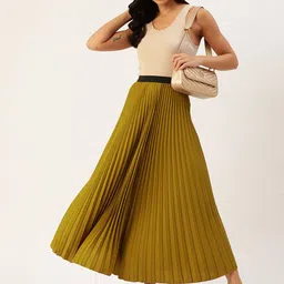 all about you her by invictus Mustard Yellow Gathered or Pleated Maxi Flared Skirt image 5