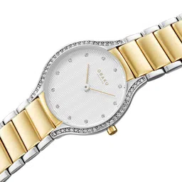 Obaku Women Embellished Dial & Stainless Steel Bracelet Style Straps Watch V276LEFISF image 4