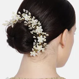 AccessHer Women Gold-Toned Beaded Wedding Hair Styling Tiara-image-50