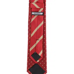 Alvaro Castagnino Men Red & White Woven Design Skinny Tie image 2