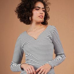 SASSAFRAS Striped V-Neck Long Sleeves Regular Top-picture-6