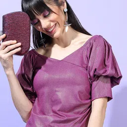 Tokyo Talkies Women Magenta Printed Top-image-1