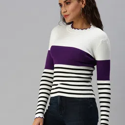 SHOWOFF Off White Striped Top image 3