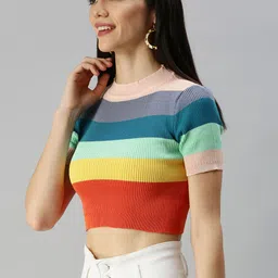 SHOWOFF Multicoloured Striped Top image 3