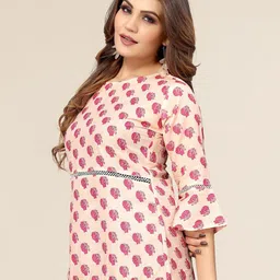 Winza Designer Peach-Coloured Print Block Print Top image 4