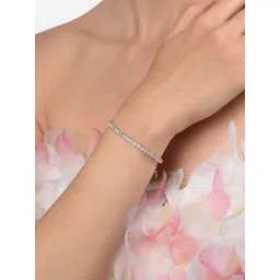 Zaveri Pearls Women Green Brass Cubic Zirconia Rose Gold-Plated Wraparound Bracelet-picture-27