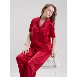 Mysthelle Red Solid Relaxed Fit Shirt and Pyjama (Set of 2) image 1