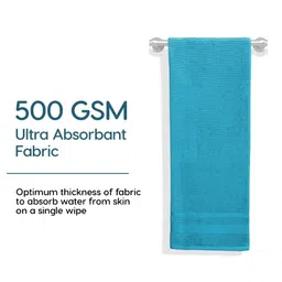 WiseLife Turquoise Blue Quick Dry Cotton 400 GSM Bath Towel image 2