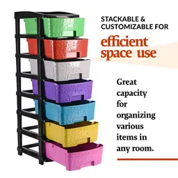 RUBOXA Red & Blue 7-Tier Multipurpose Drawer Cabinet Organiser image 3