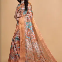 AdoreeStitch Floral Silk Blend Designer Saree image 3