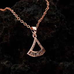 STYOLLO Rose Gold-Plated American Diamond Studded Triangular Shaped Pendant With Chain image 5