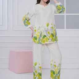 NEYSA Printed Pure Cotton V-Neck Tunic With Palazzos Co-Ords image 5