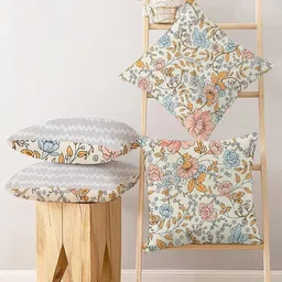 IVAZA Pink & Blue Set of 4 Floral Square Cushion Covers-image-28
