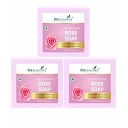 She Essentials Set Of 3 Natural Rosewater Soap- 125g Each image 1
