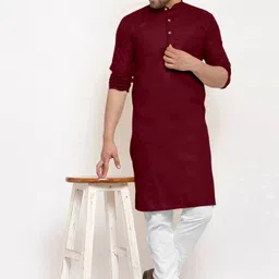 vinaari Men Cotton Blend Kurta Pyjama Set-picture-12