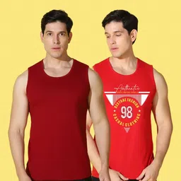 WOOSTRO Men Pack of 2 Typography Printed Round Neck Cotton Slim Fit T-shirts image 5