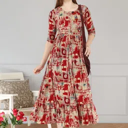 SupBir Women Printed Maternity Anarkali Kurta image 4