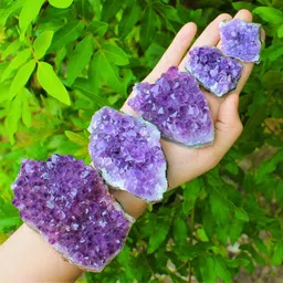 cjc Shiny Amethyst Crystal Stone Cluster 2 Pieces Each Under 100g Genuine Specimen Regular Square Quartz, Crystal Stone image 4