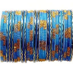 Shasmi Turquoise Blue Glass Artificial Stones Bangle image 1