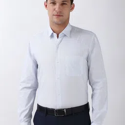 Peter England Men Spread Collar Pinstripes Striped Cotton Formal Shirt-image-62